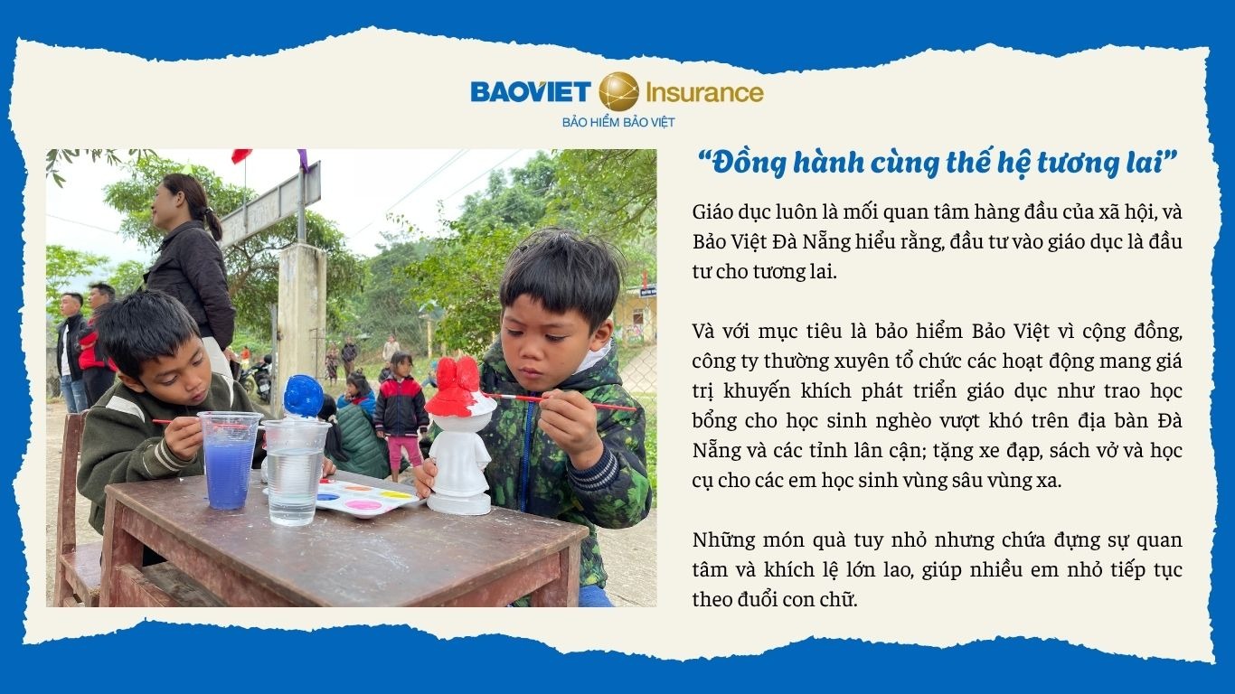 Bảo Việt Đà Nẵng luôn đặt sự quan tâm đến giáo dục và tổ chức nhiều chương trình thiện nguyện hướng đến đồng hành cùng trẻ em vùng cao trong con đường chinh phục con chữ 