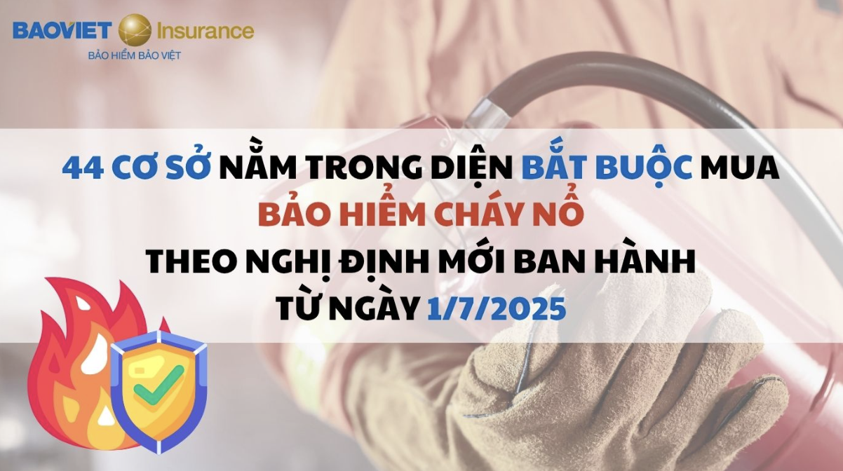 TỪ NGÀY 1/7/2025 - 44 CƠ SỞ NẰM TRONG DIỆN BẮT BUỘC MUA BẢO HIỂM CHÁY NỔ THEO NGHỊ ĐỊNH MỚI BAN HÀNH